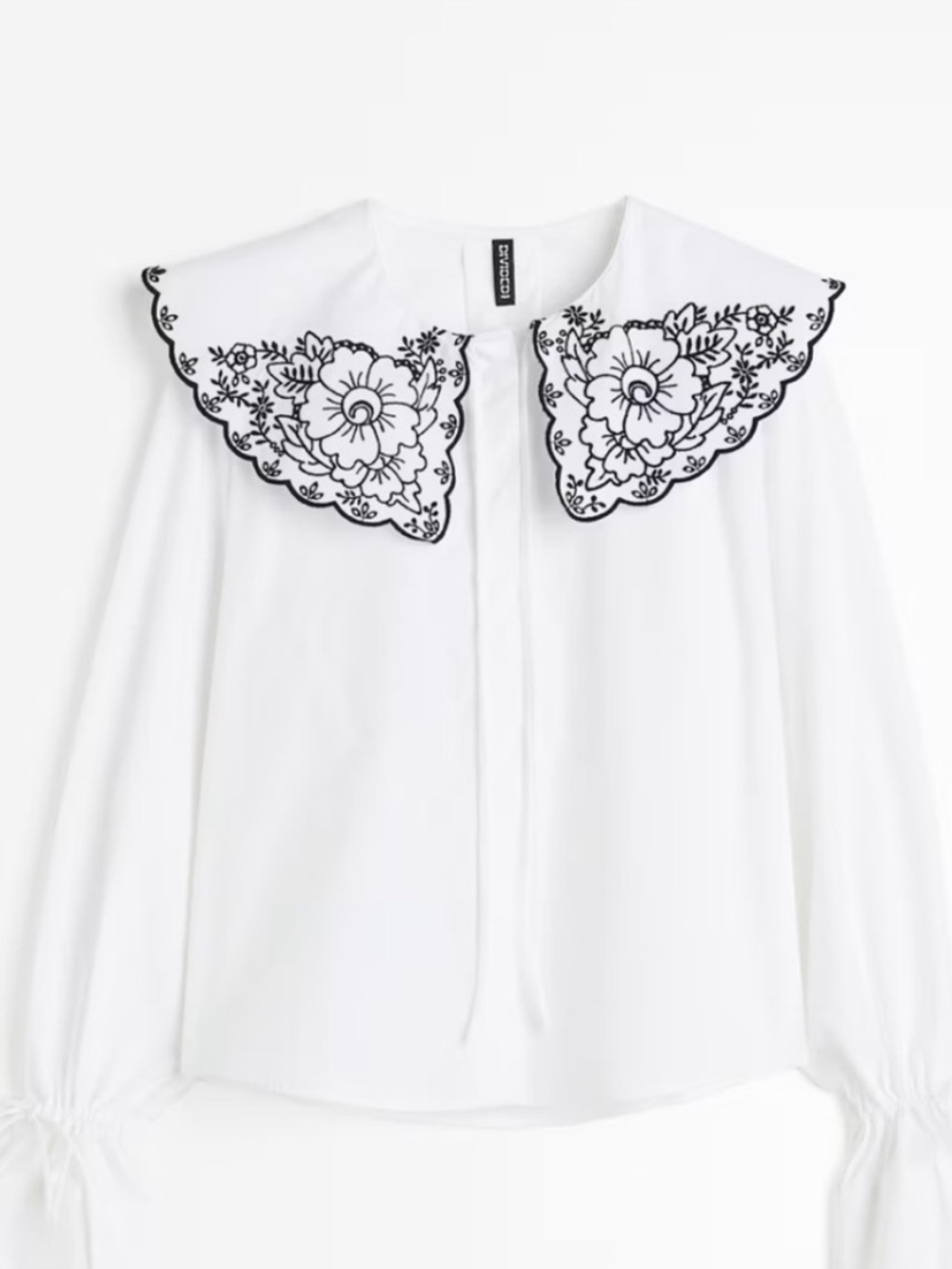 H&M white embroidered collared blouse